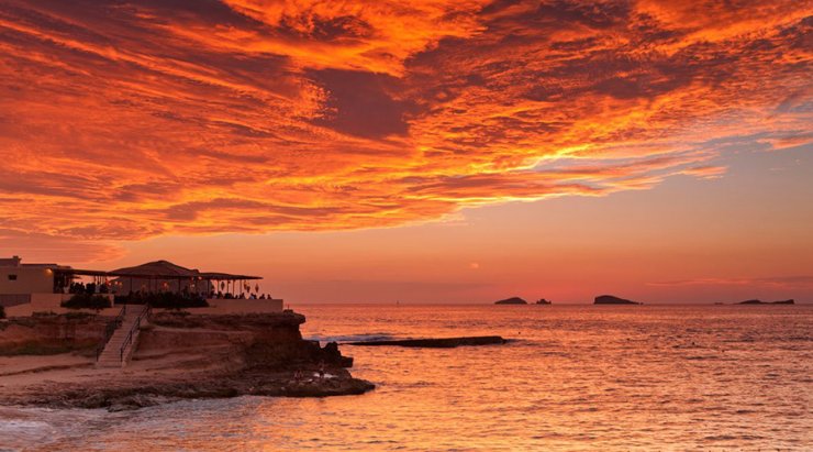 Ibiza beach sunset view